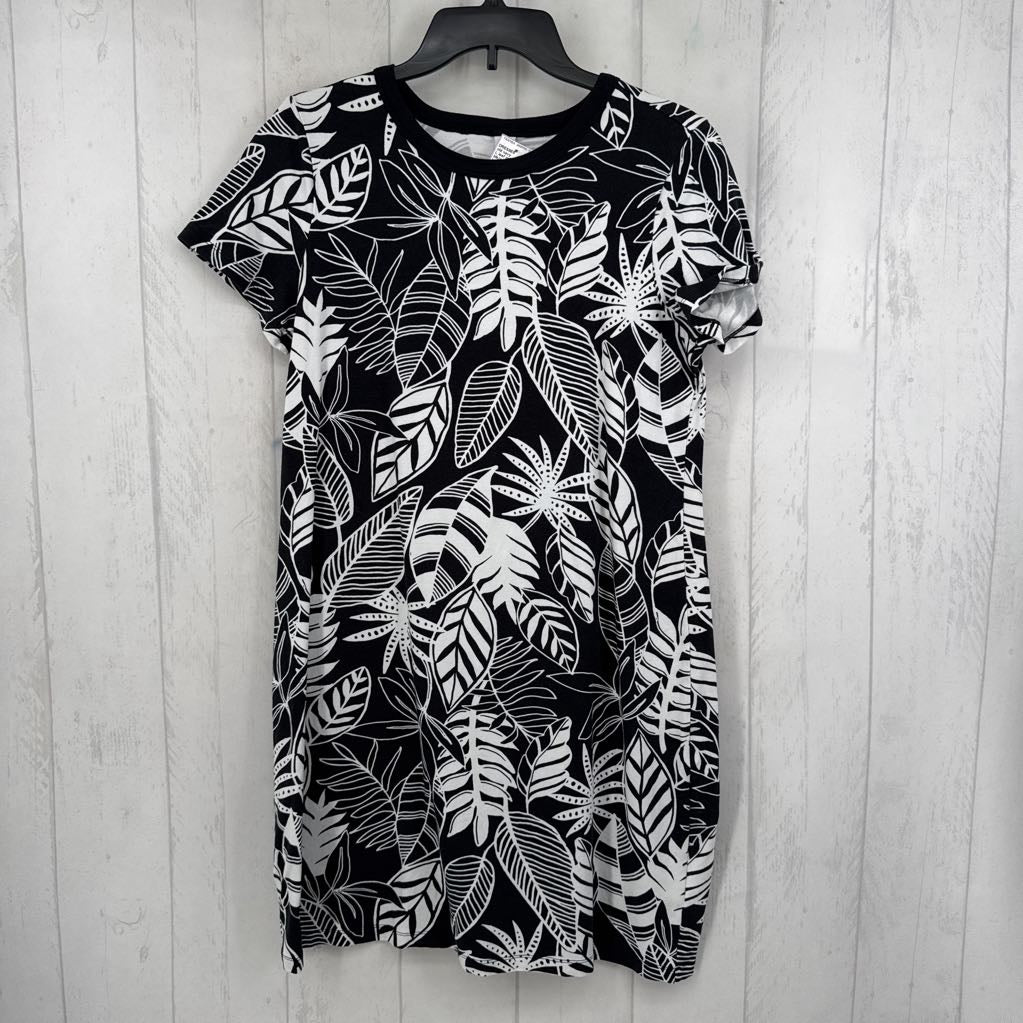 L leaf print s/s dress