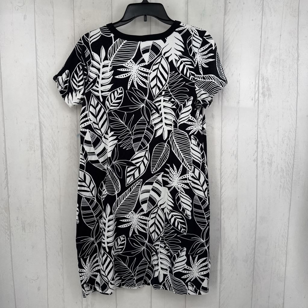 L leaf print s/s dress