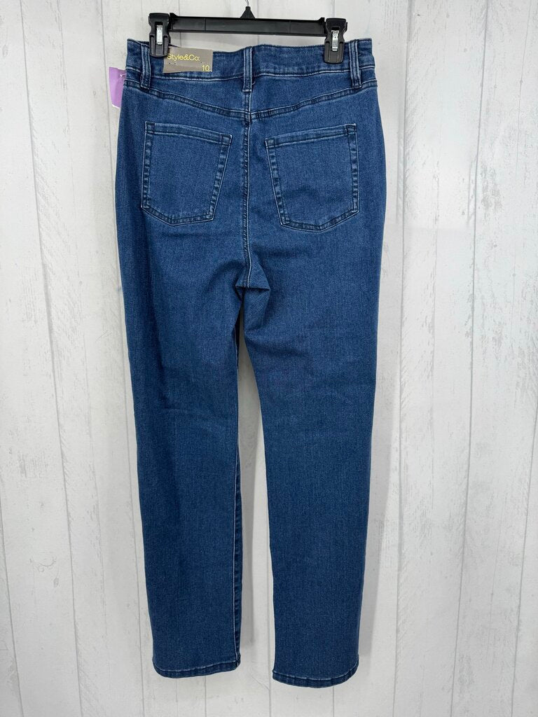 10 flo embroidered straight leg jean