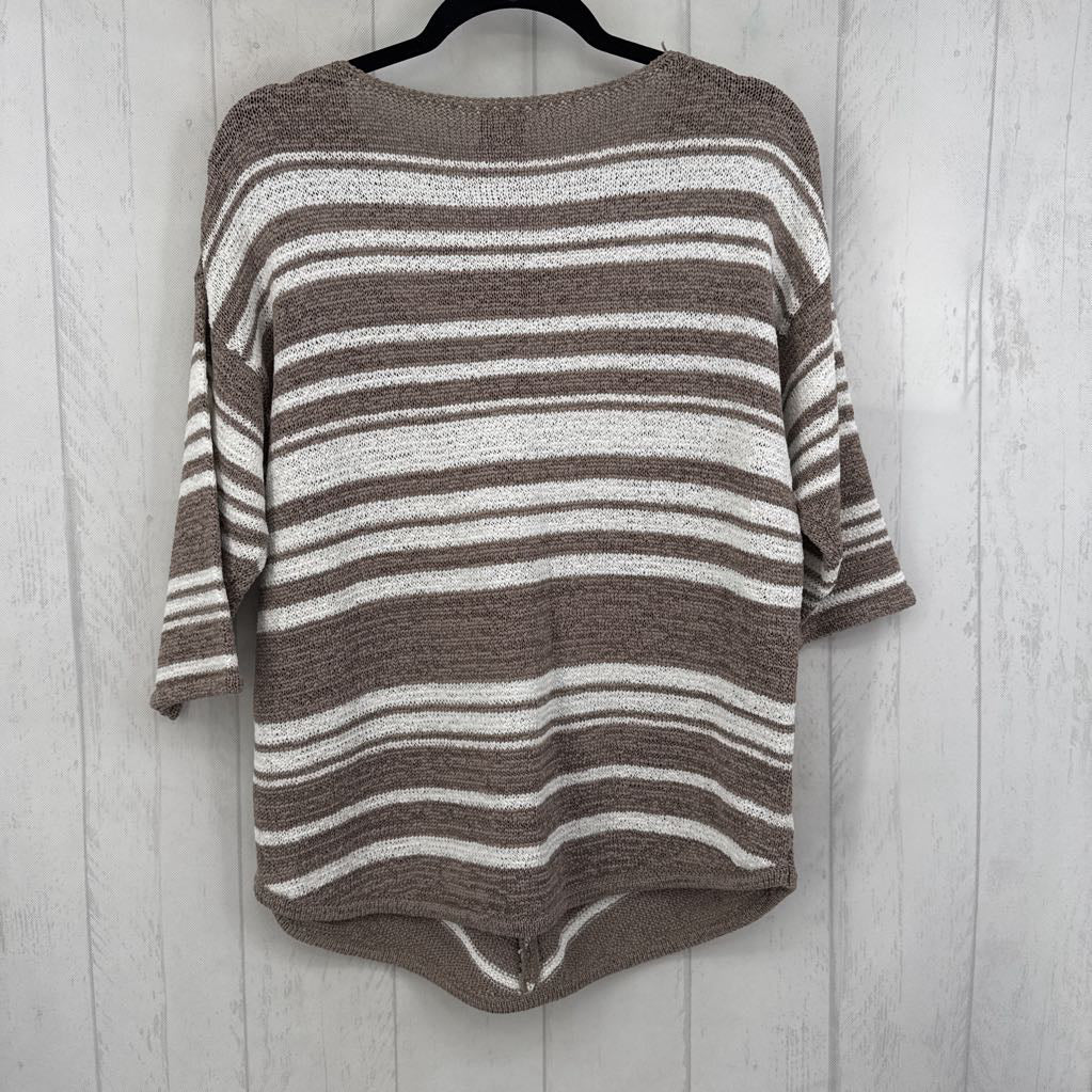 L chevron stripe 3/4 slv sweater