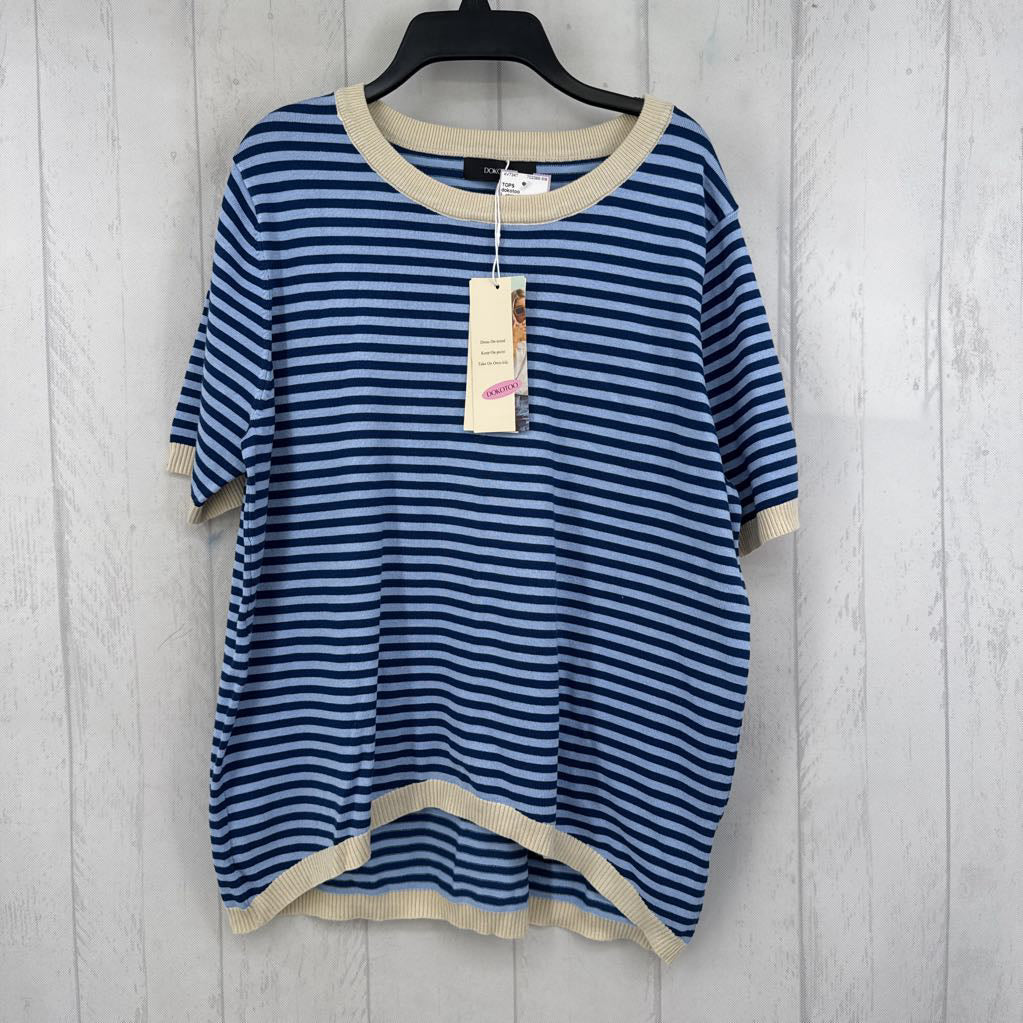 L striped crewneck s/s top