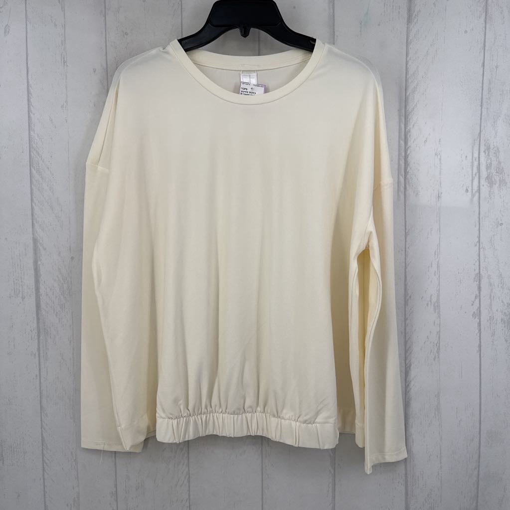 M round neck elastic waist l/s top