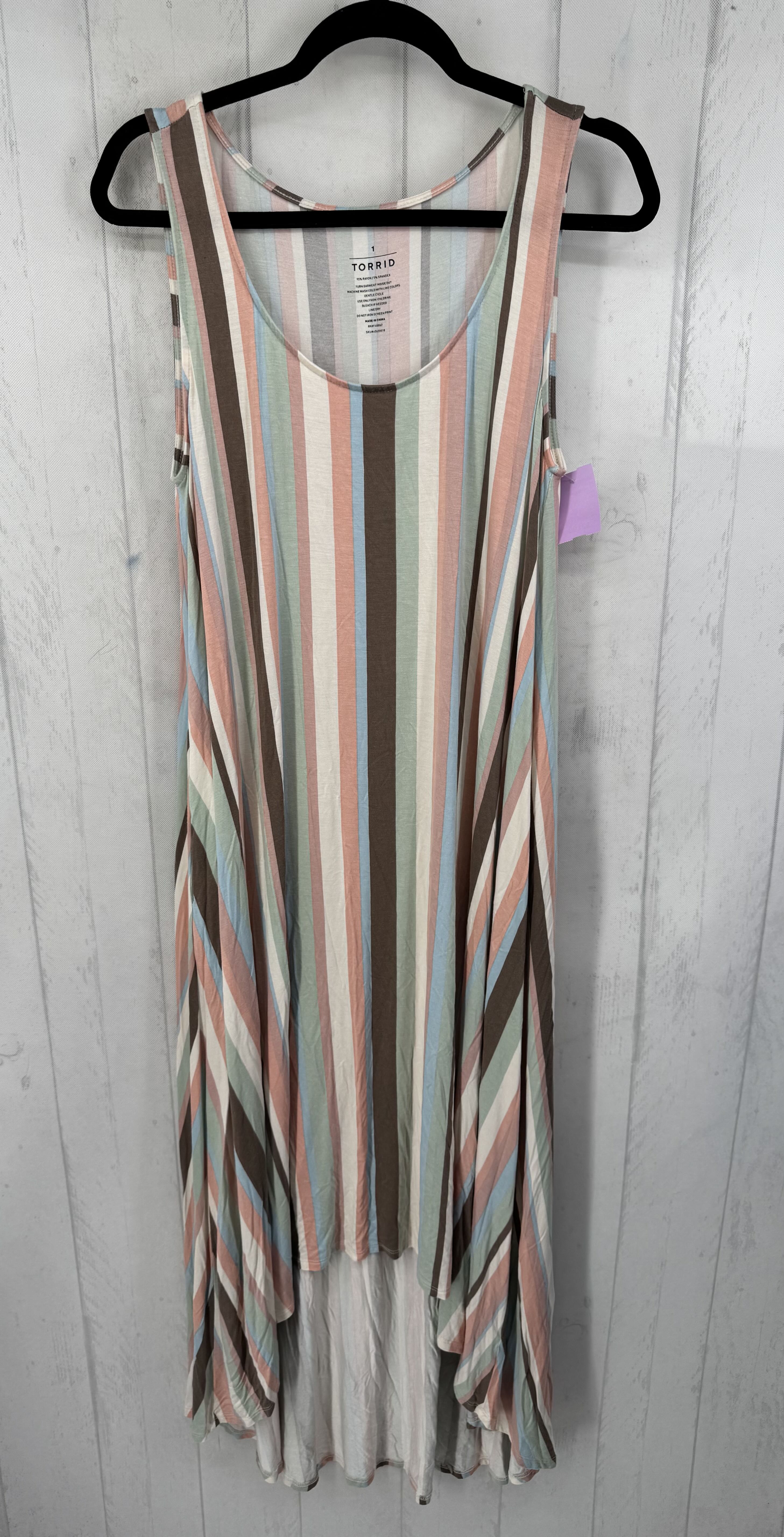 1X striped hi-lo sundress