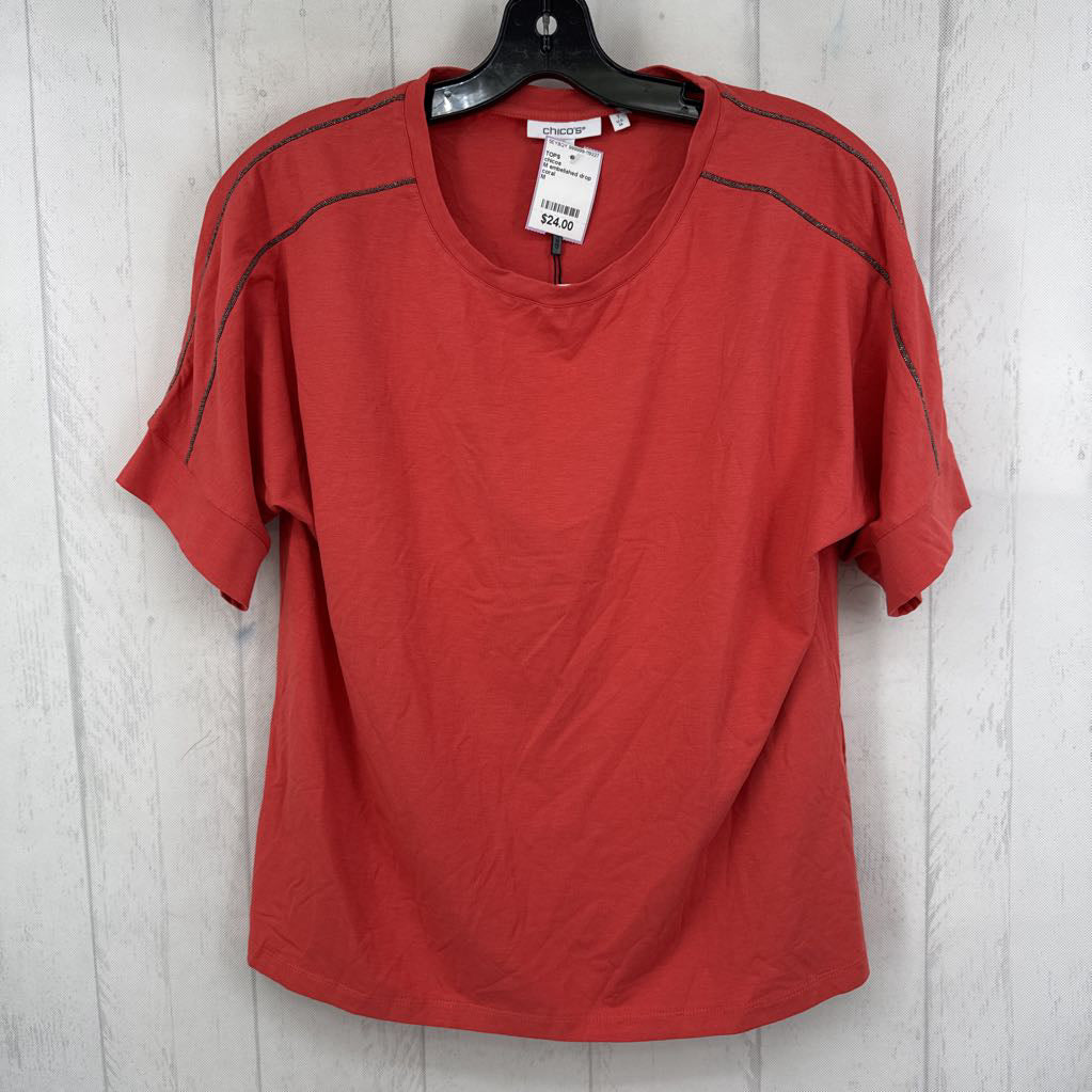 M embelished drop shoulder top s/s