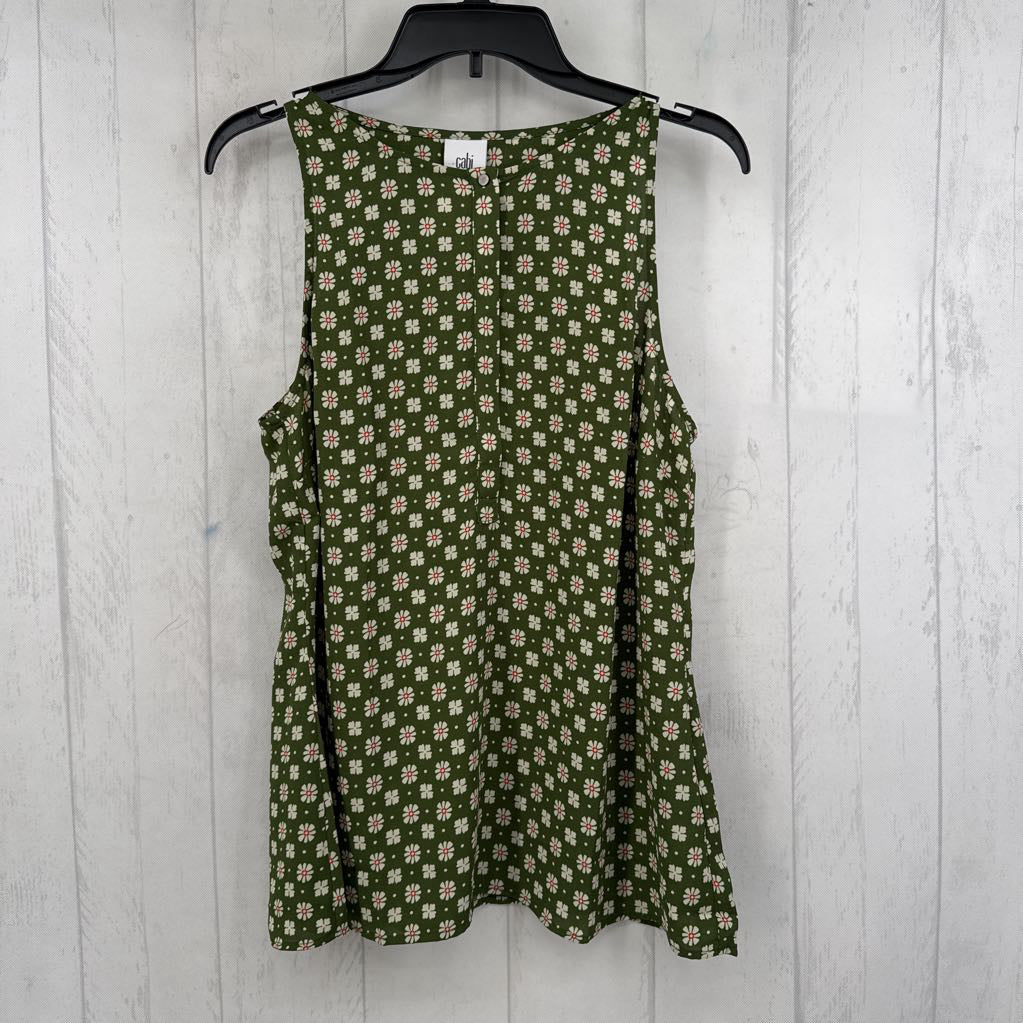 M flo print 1/2 button down tank