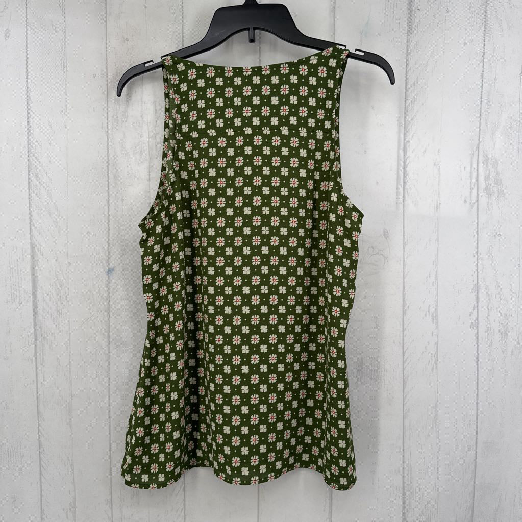 M flo print 1/2 button down tank