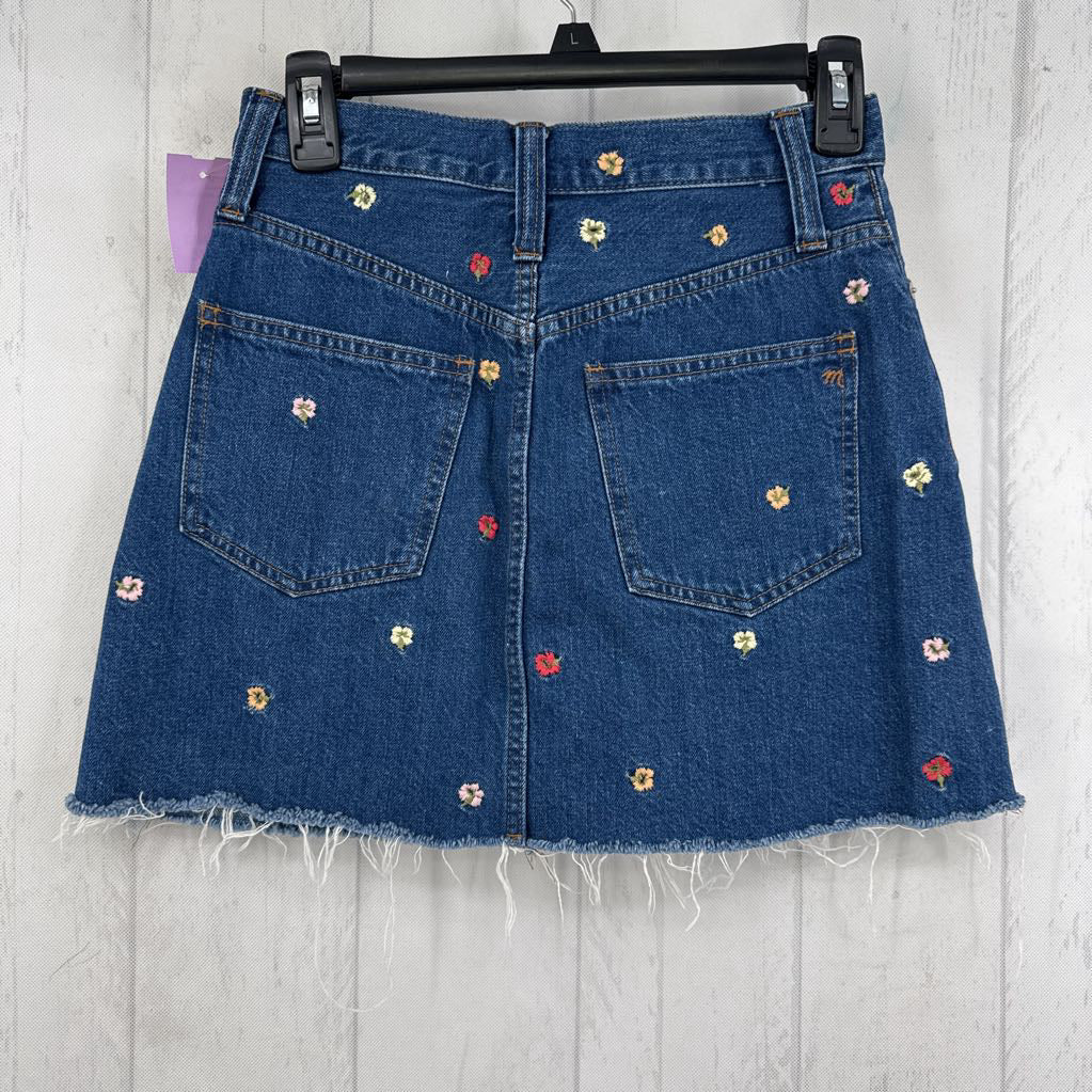 25 flo embroidered jean skirt