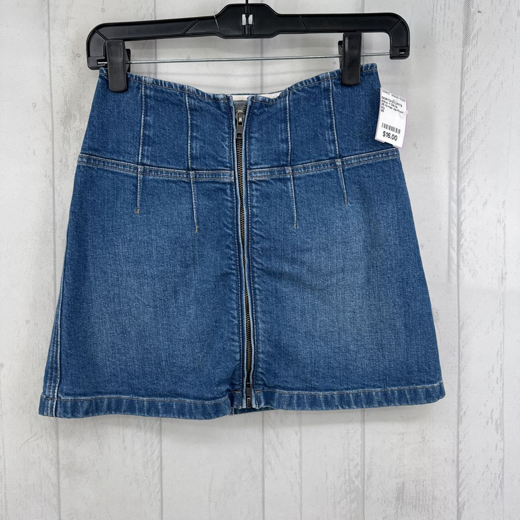 25 hi-rise zip-front jean skirt
