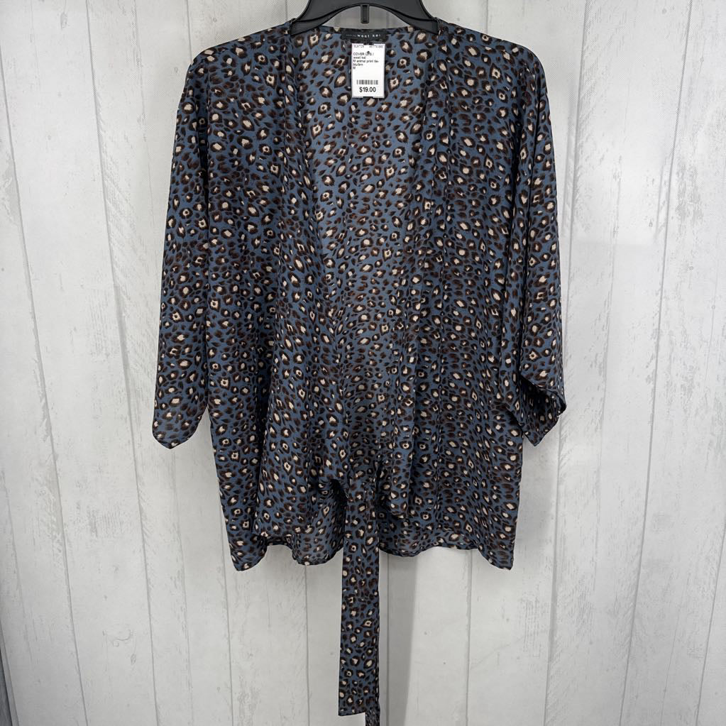 M animal print tie-front drop shoulder cardi