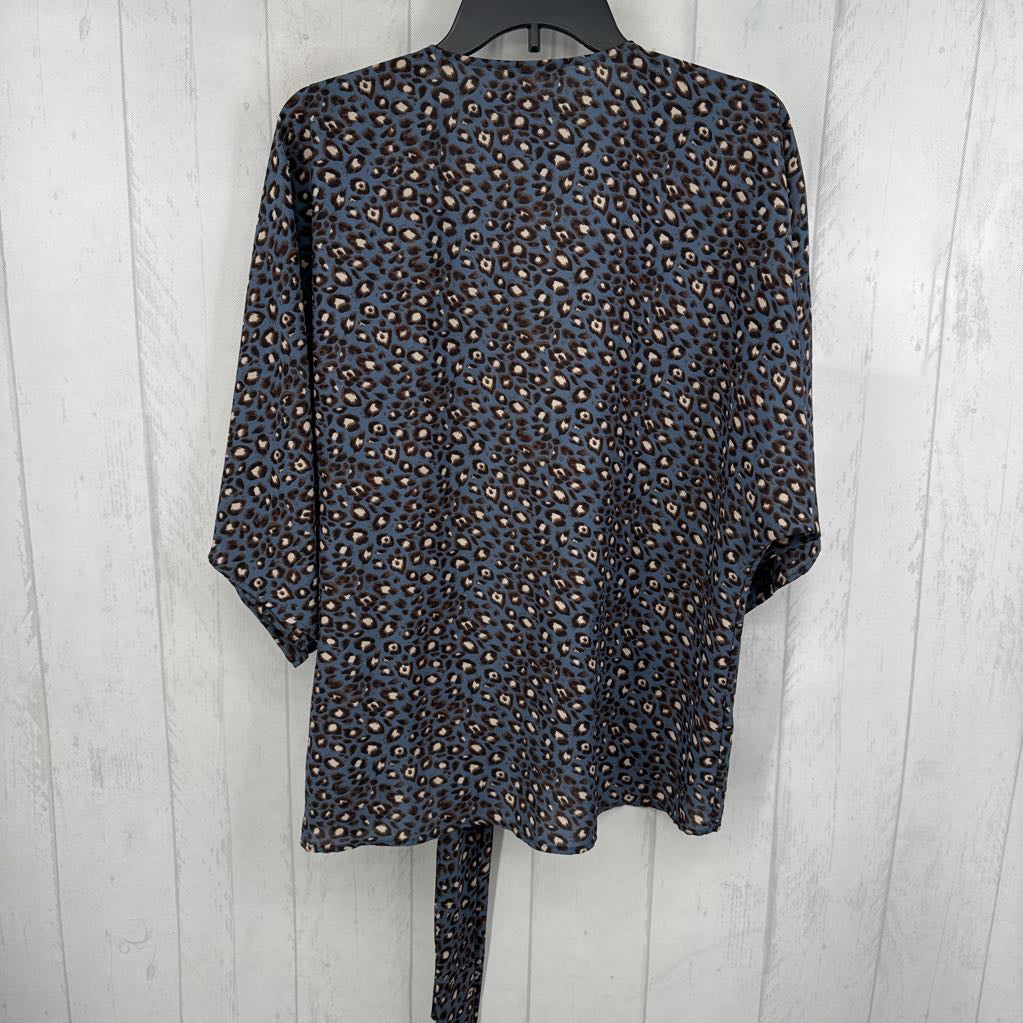 M animal print tie-front drop shoulder cardi