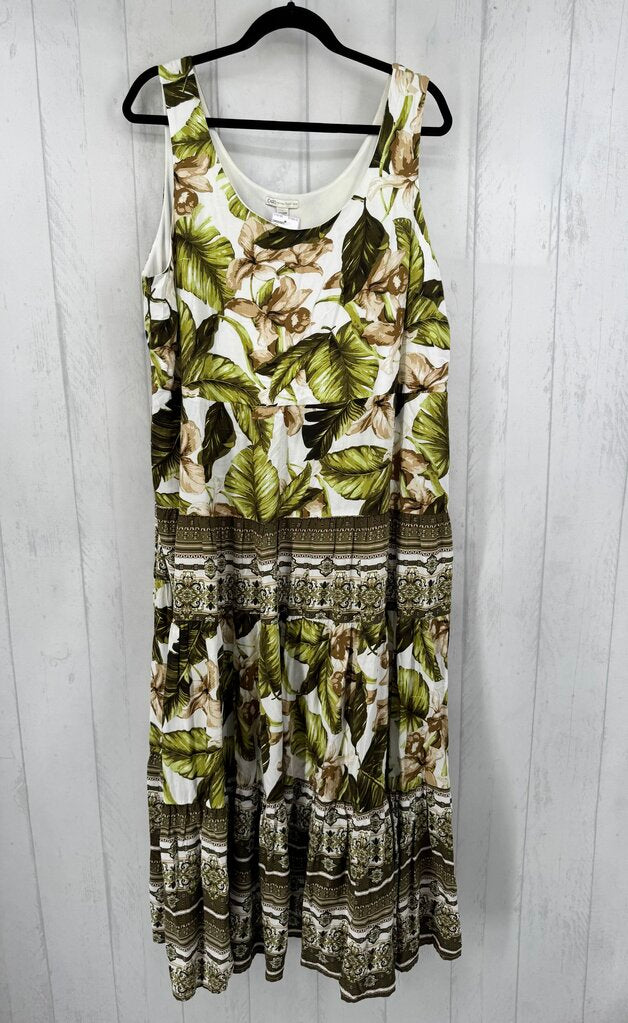 18/20 leaf print slvls dress