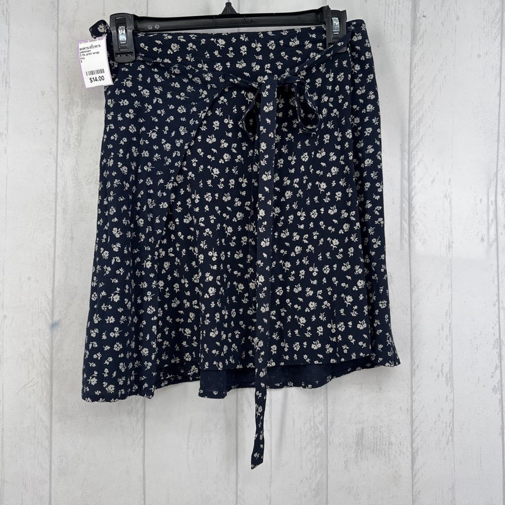 3 flo print wrap skirt