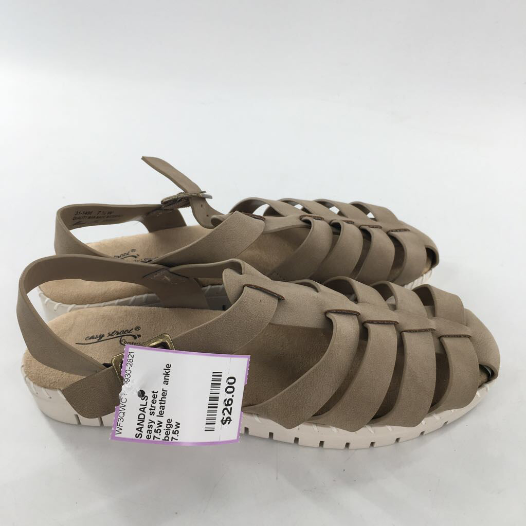 7.5w leather ankle strap sandal