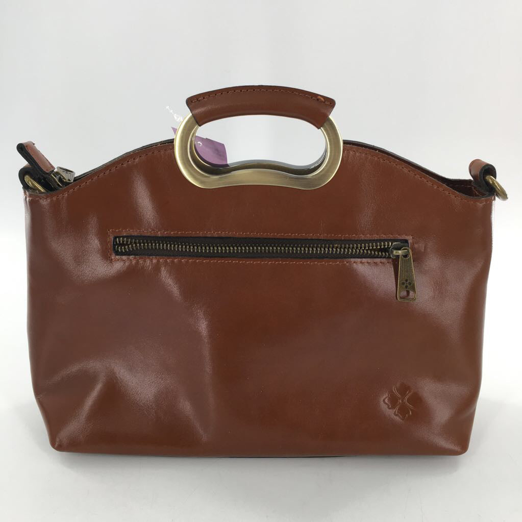 leather embossed top handle purse