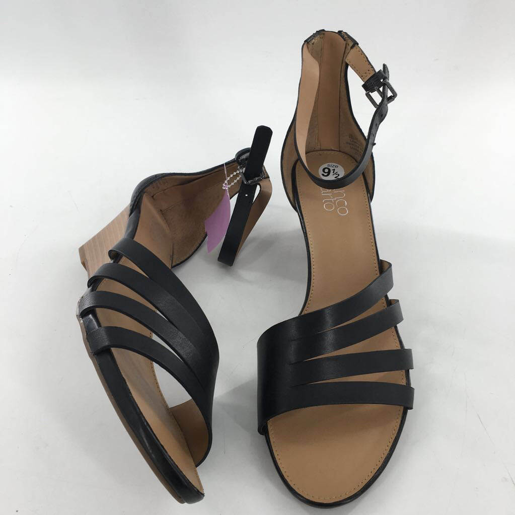 9.5 leather ankle zip wedge heel sandal