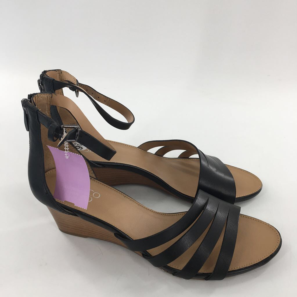 9.5 leather ankle zip wedge heel sandal