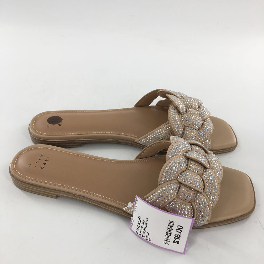 10 rhinestone embelished slide sandals