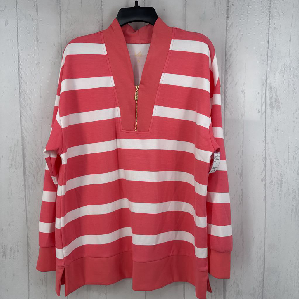 L striped quarter zip l/s pullover