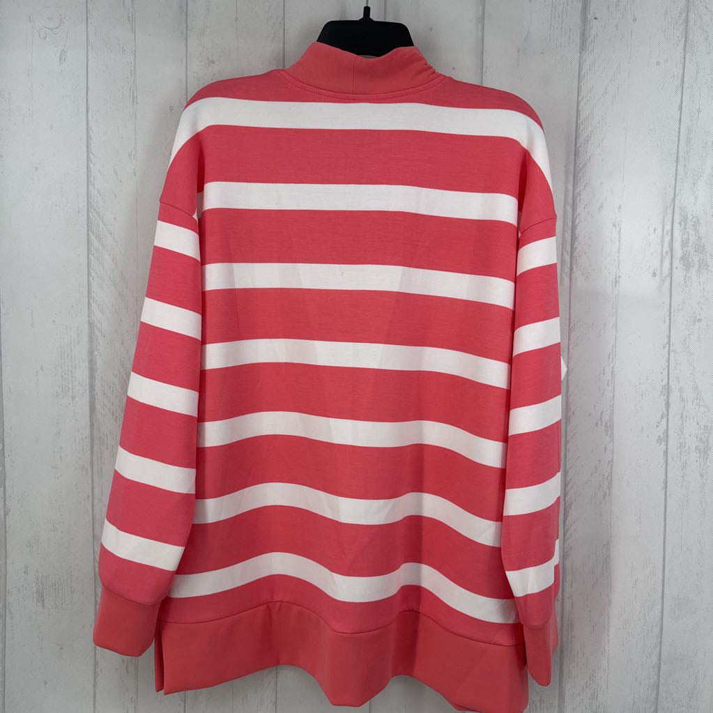L striped quarter zip l/s pullover