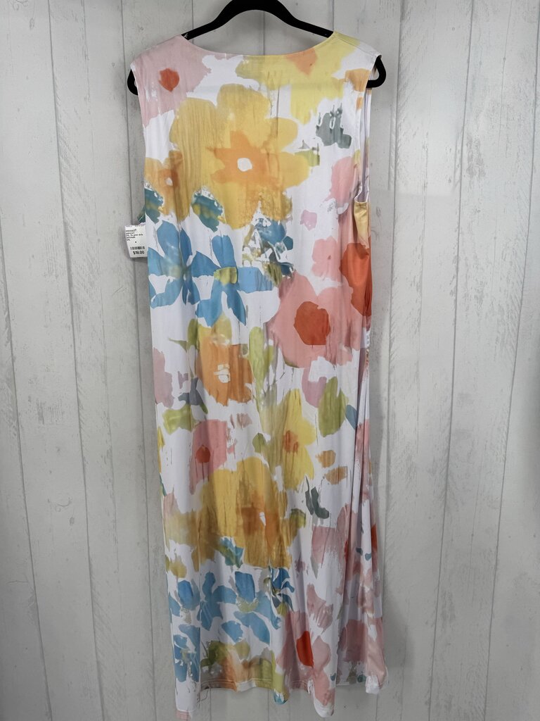 2XL flo print slvls maxi dress