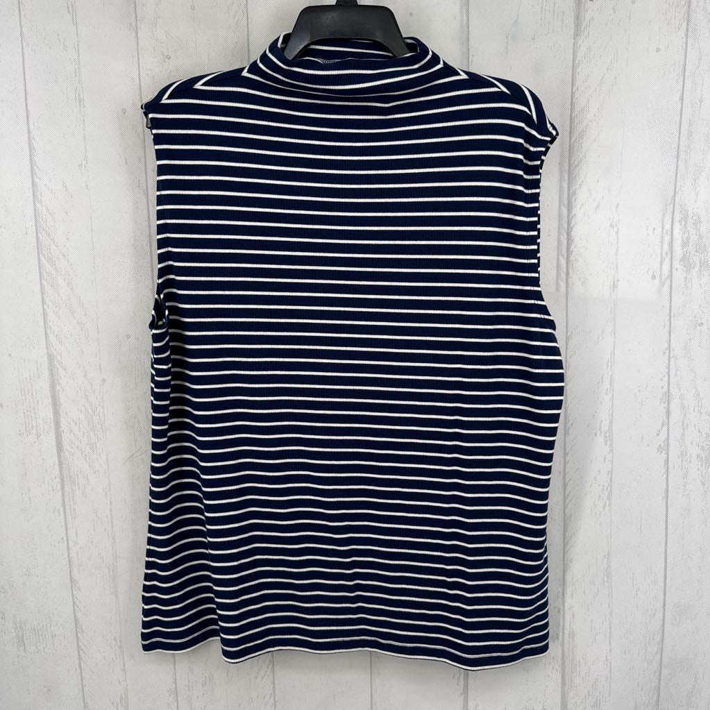 1x striped ribbed mock neck tank