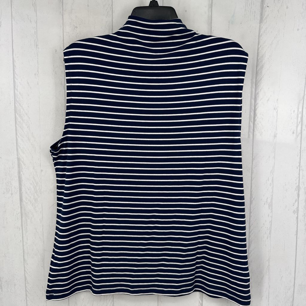 1x striped ribbed mock neck tank