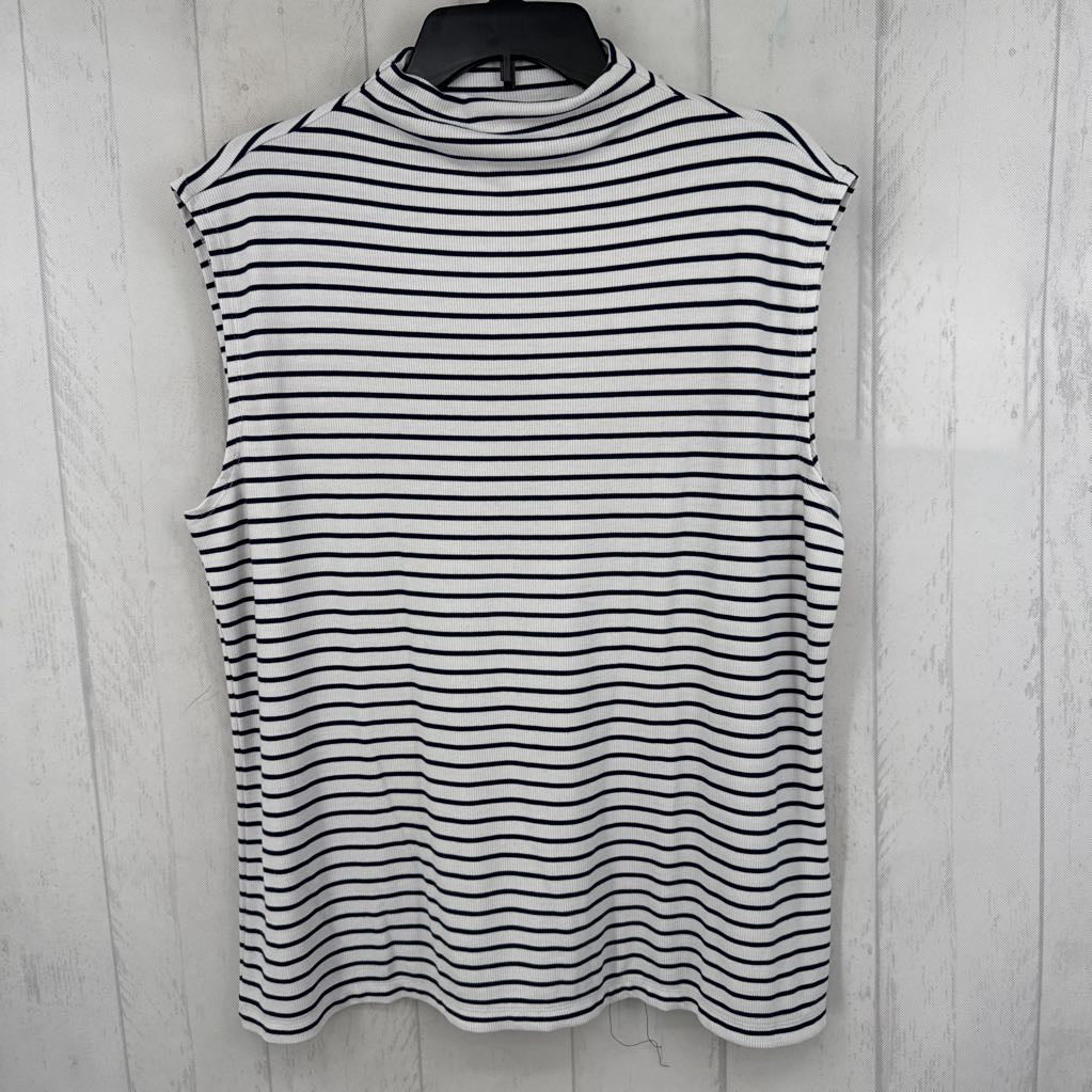 1x striped ribbed mock neck tank