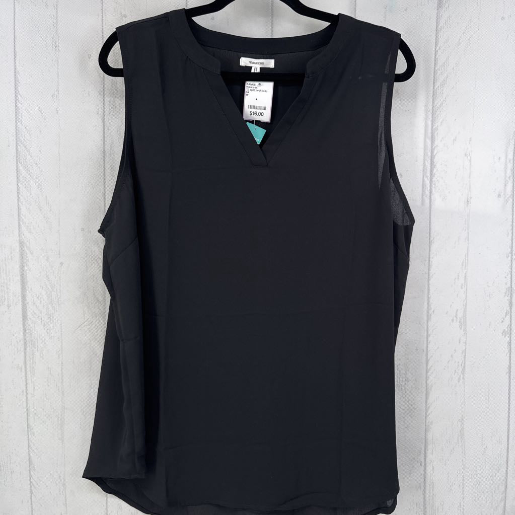 1X split neck hi-lo tank