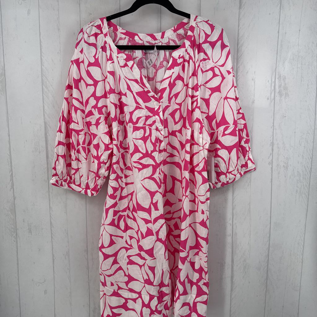 R40 XL flo print button down 3/4 slv dress