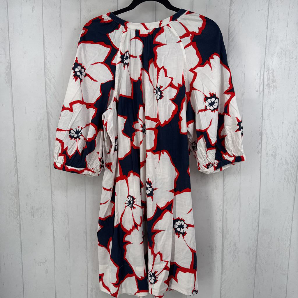 R40 XL flo print button down 3/4 slv dress