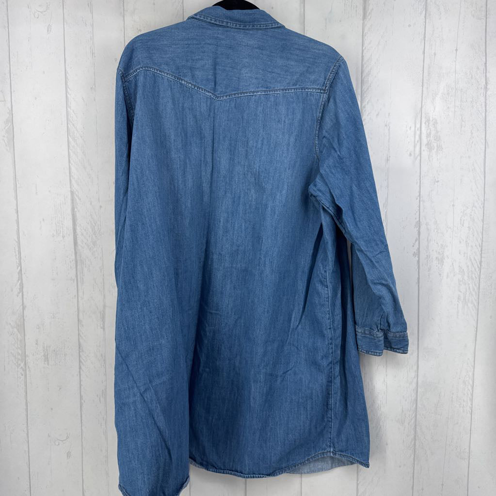 XXL denim btton front l/s dress