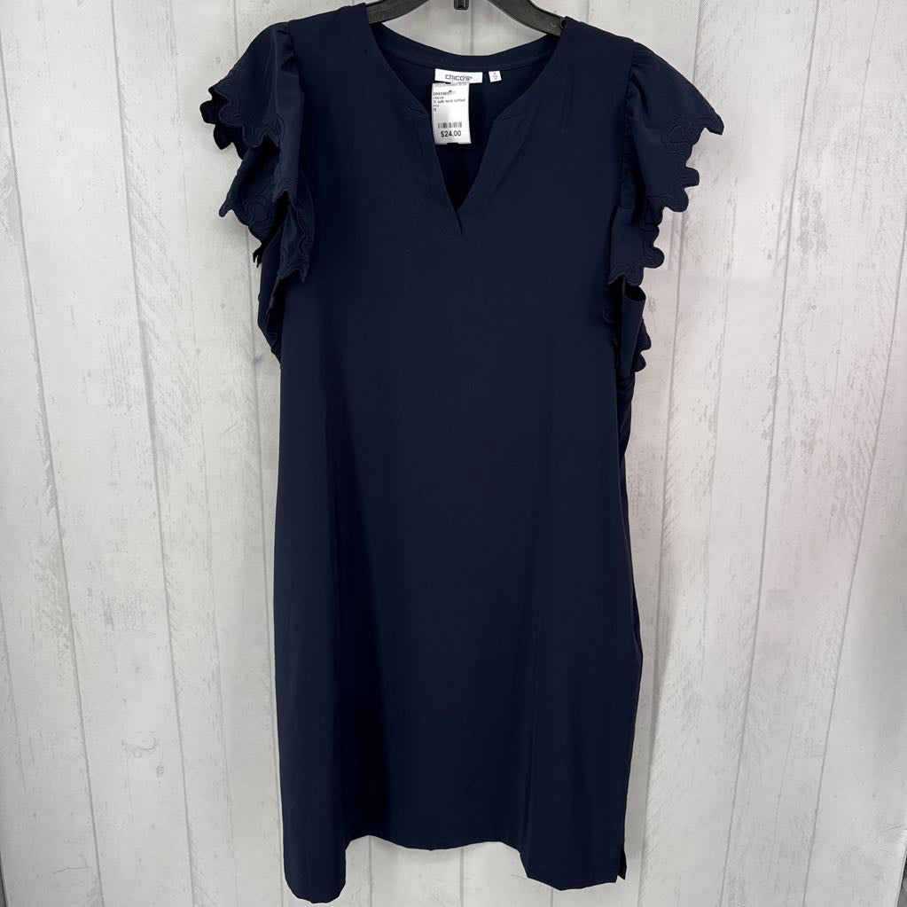 12 split neck ruffled slv dress