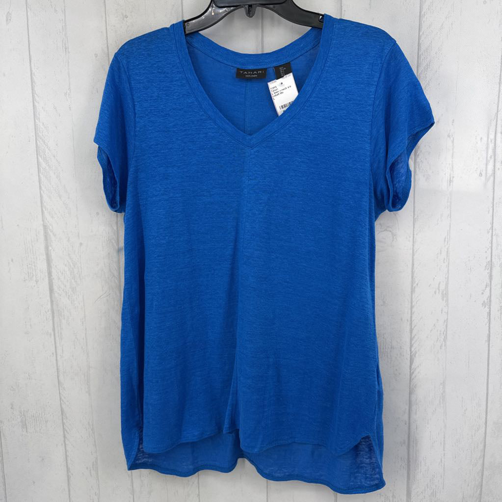 L linen v-neck s/s tee