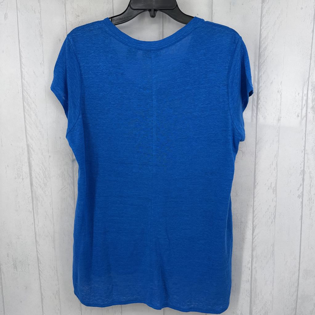 L linen v-neck s/s tee