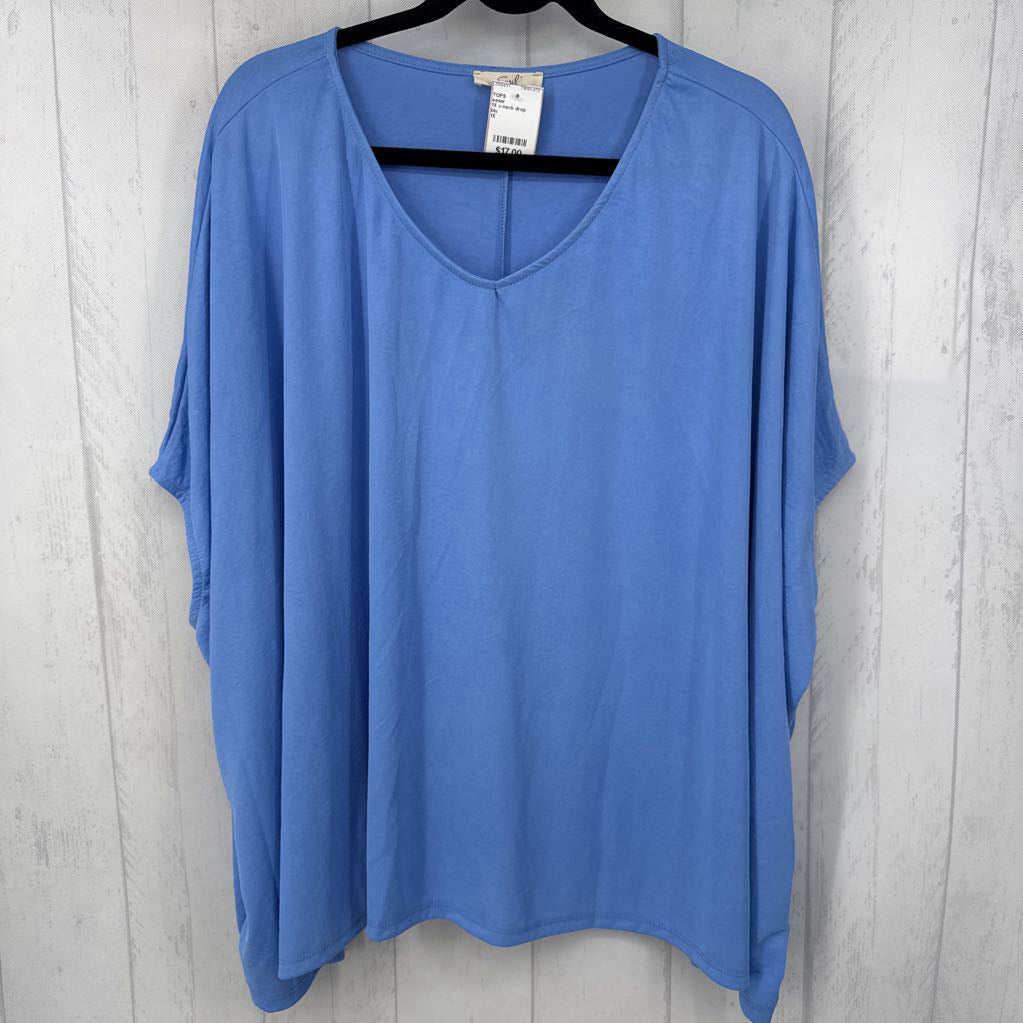 1X v-neck drop shoulder top