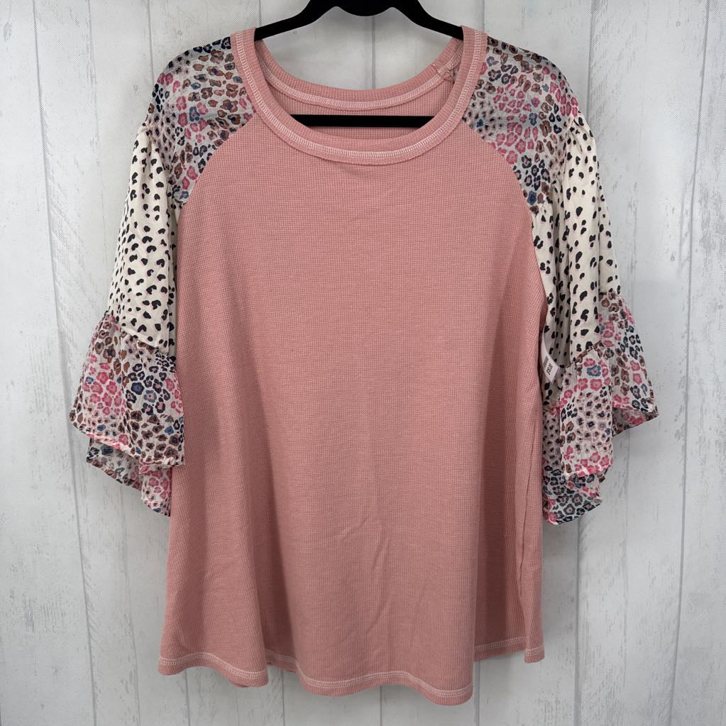 2XL mixed media 3/4 slv top