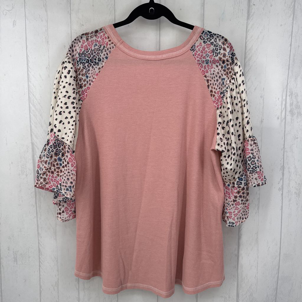 2XL mixed media 3/4 slv top