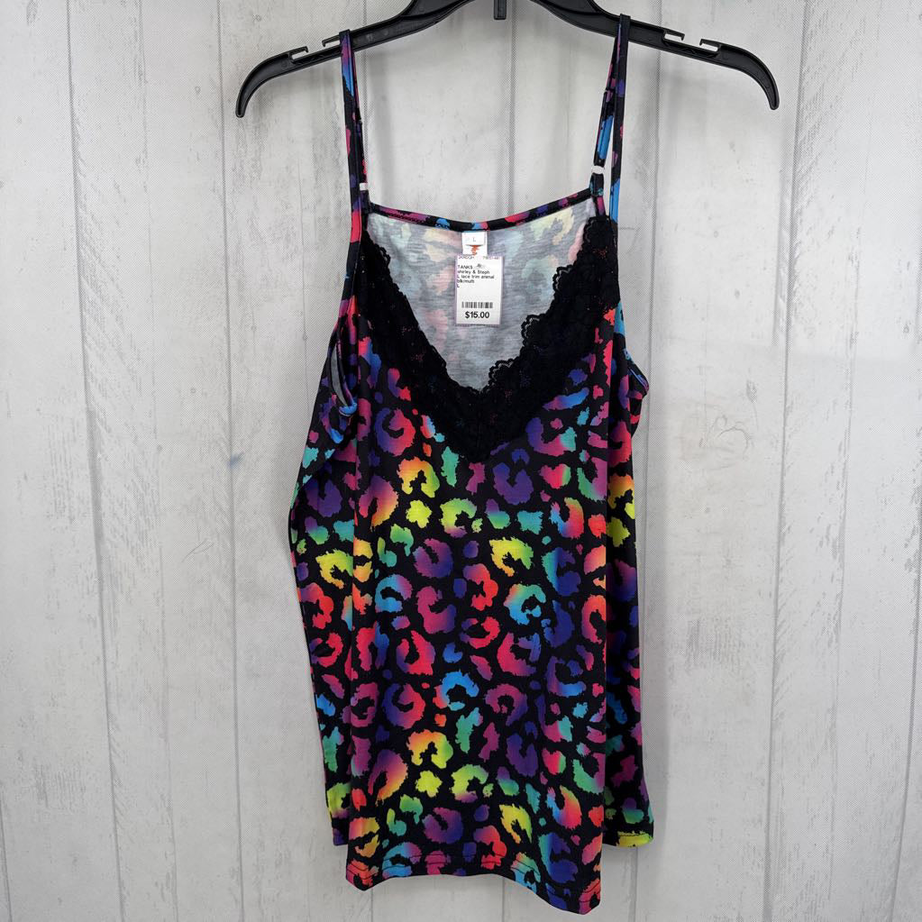L lace trim animal print tank