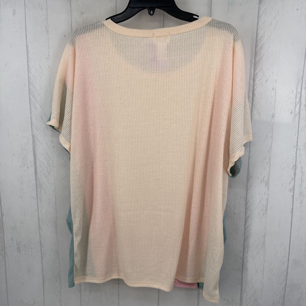 XL colorblock ribbed s/s top