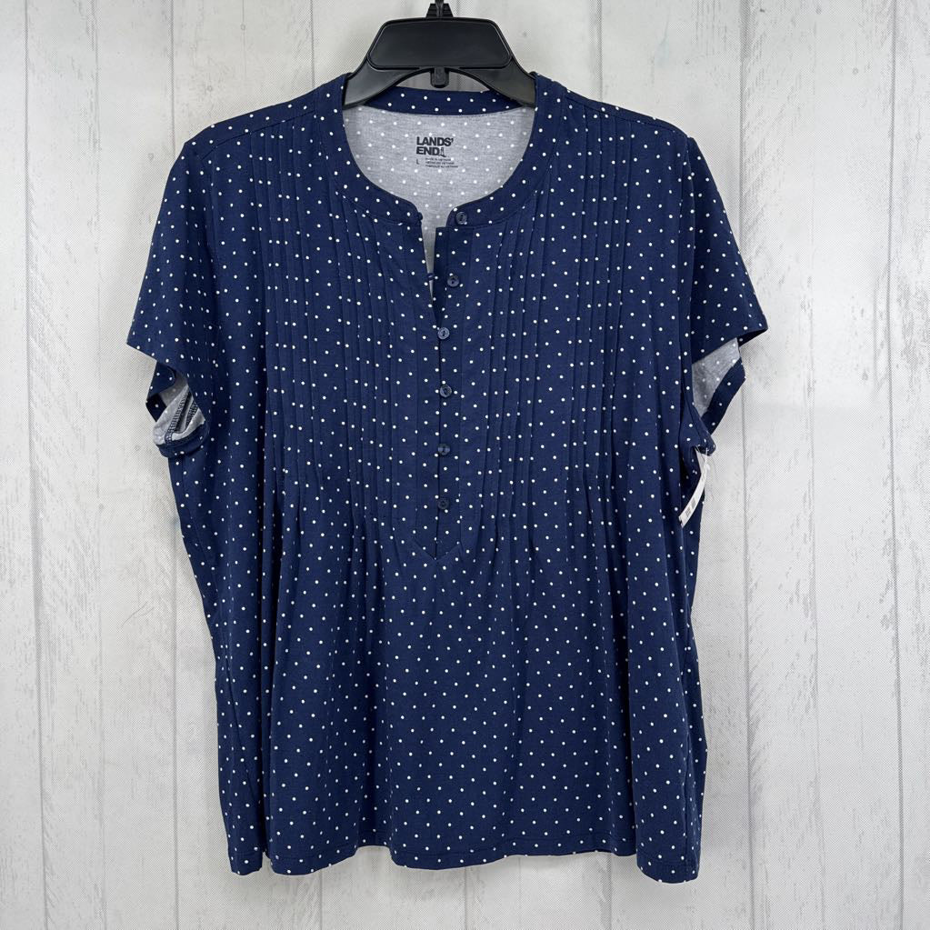L polka dot 1/2 button down s/s top
