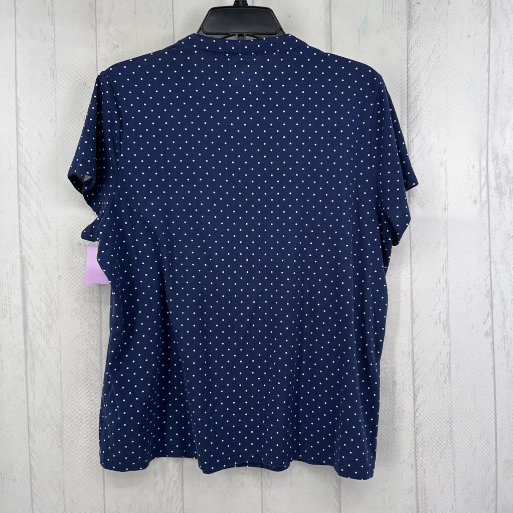 L polka dot 1/2 button down s/s top