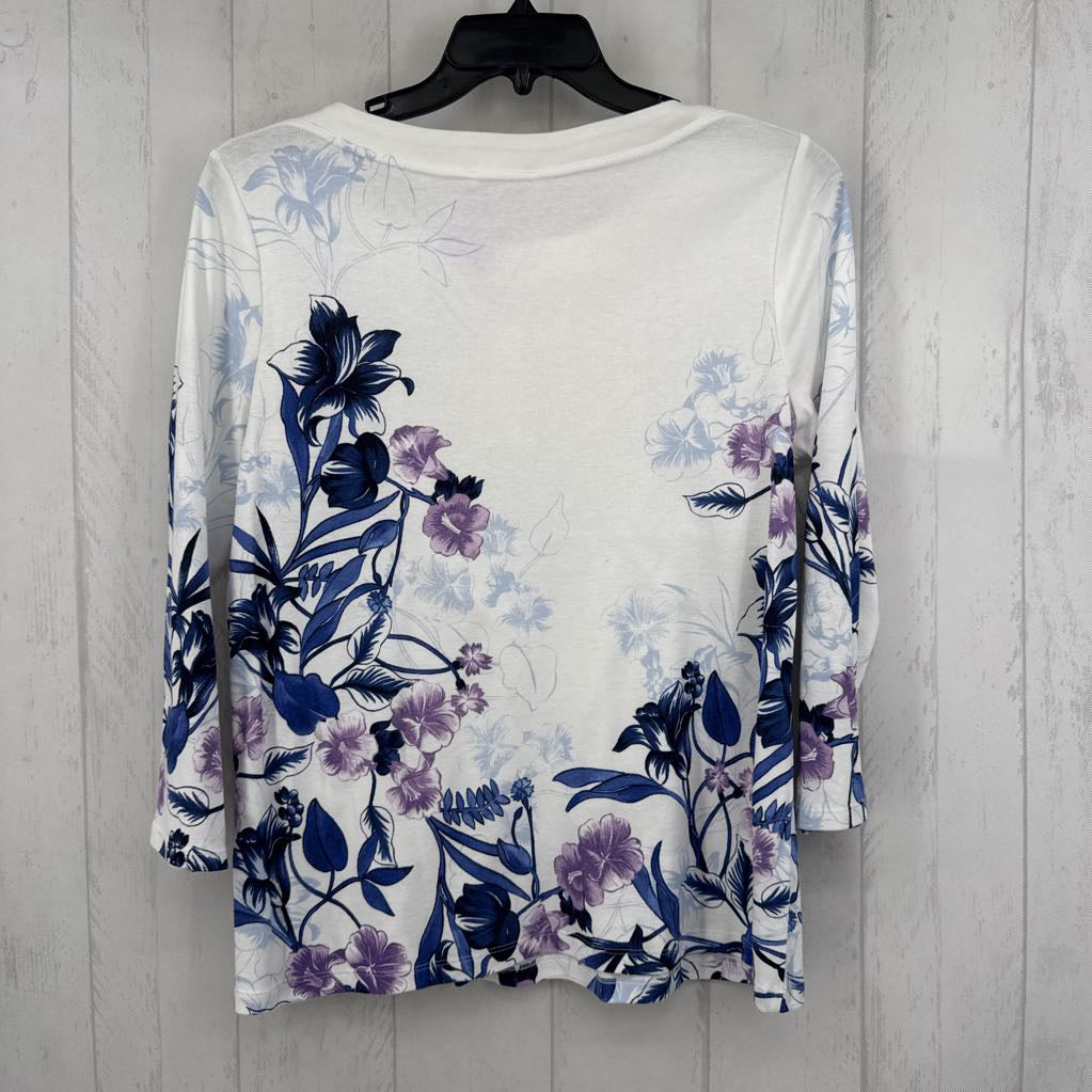 R60 L boatneck flo print 3/4 slv top