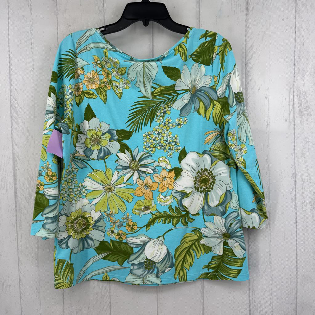 L flo print 3/4 slv tee