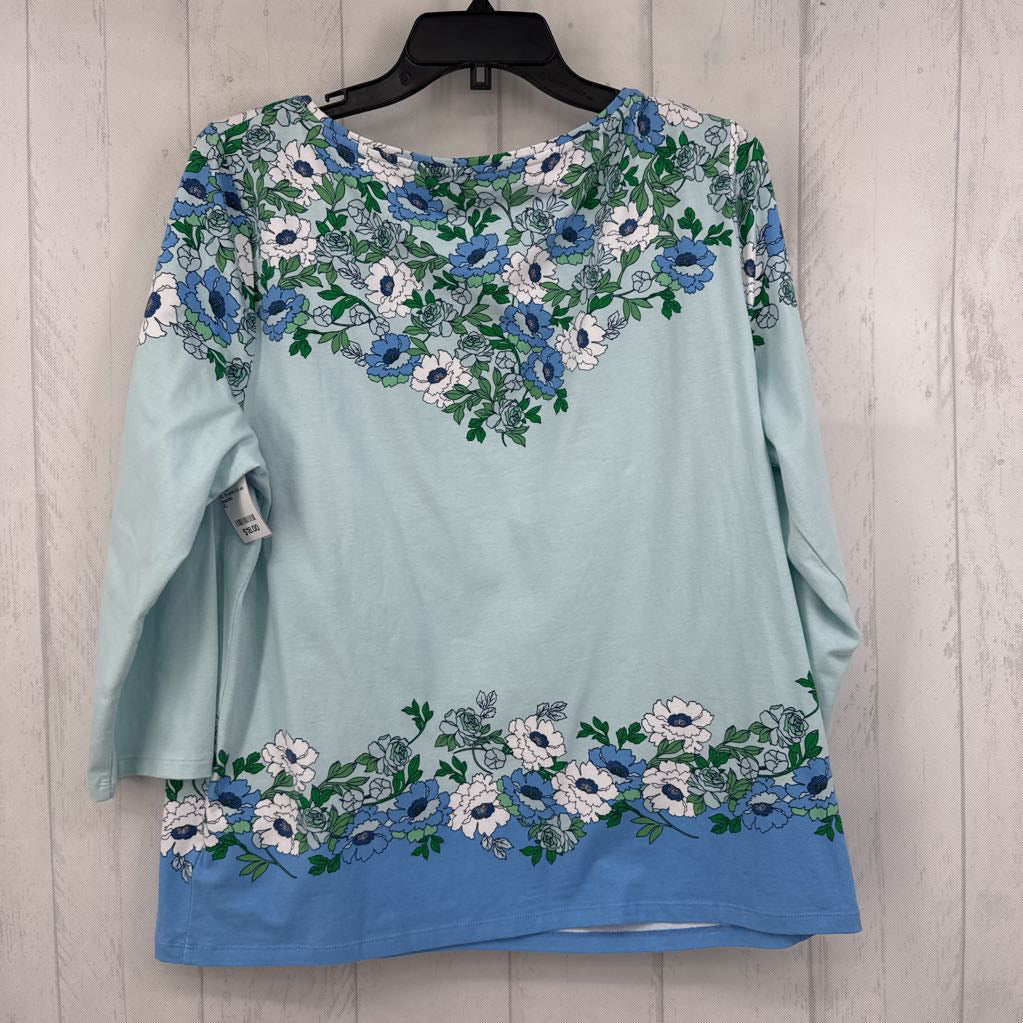 XL flo print 3/4 slv tee