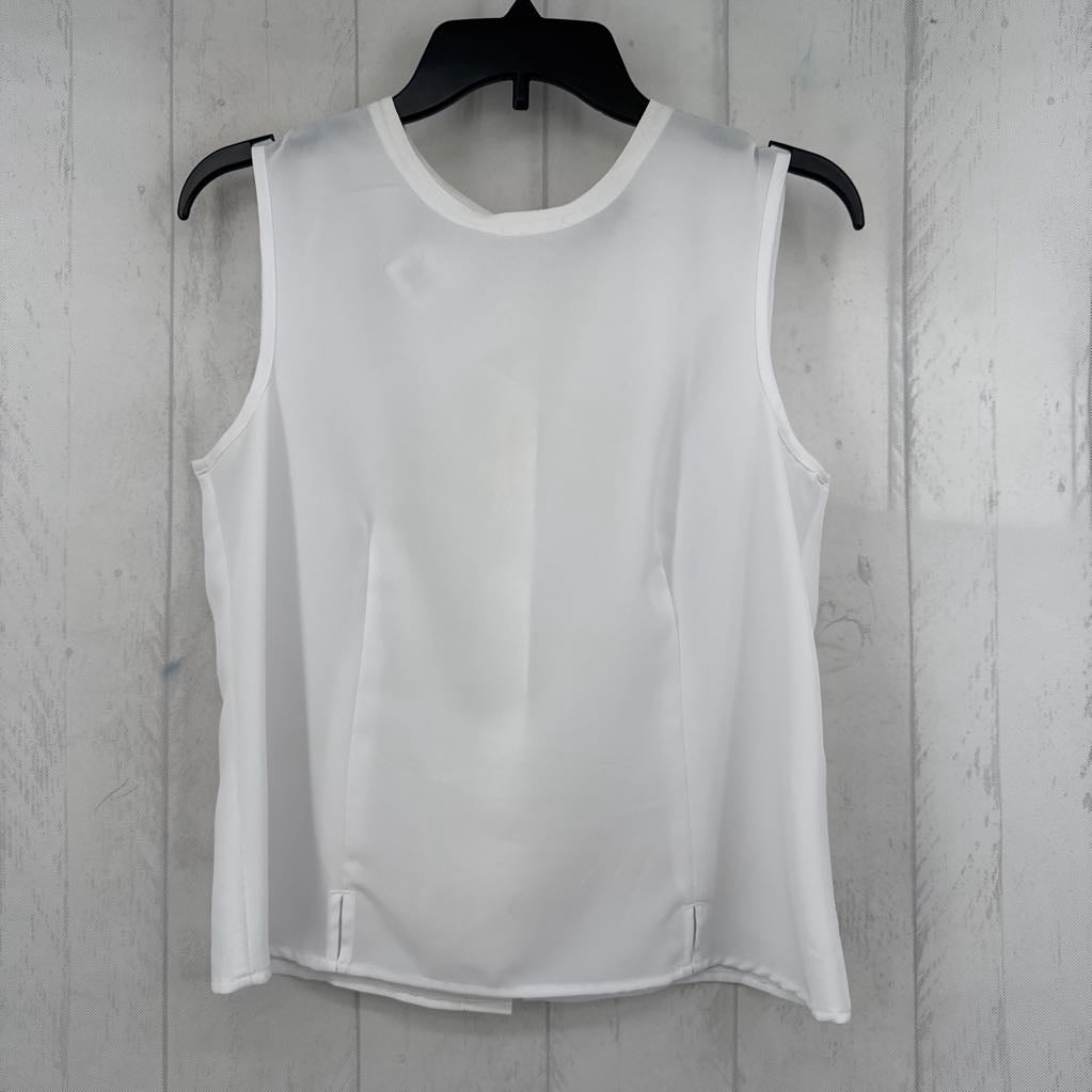 Mp round neck button back slvls top