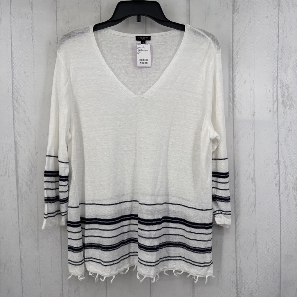 Lp striped v-neck 3/4 slv top