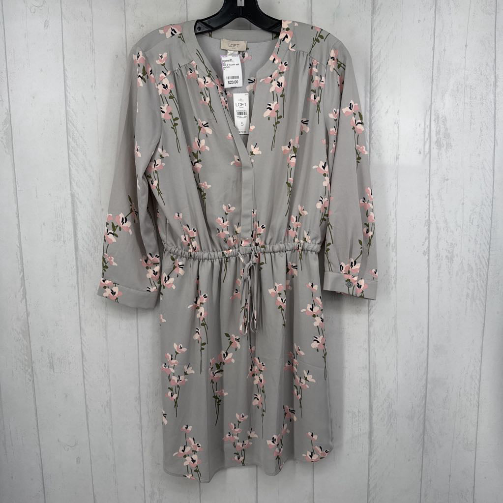 R80 S flo print split neck 3/4 slv dress