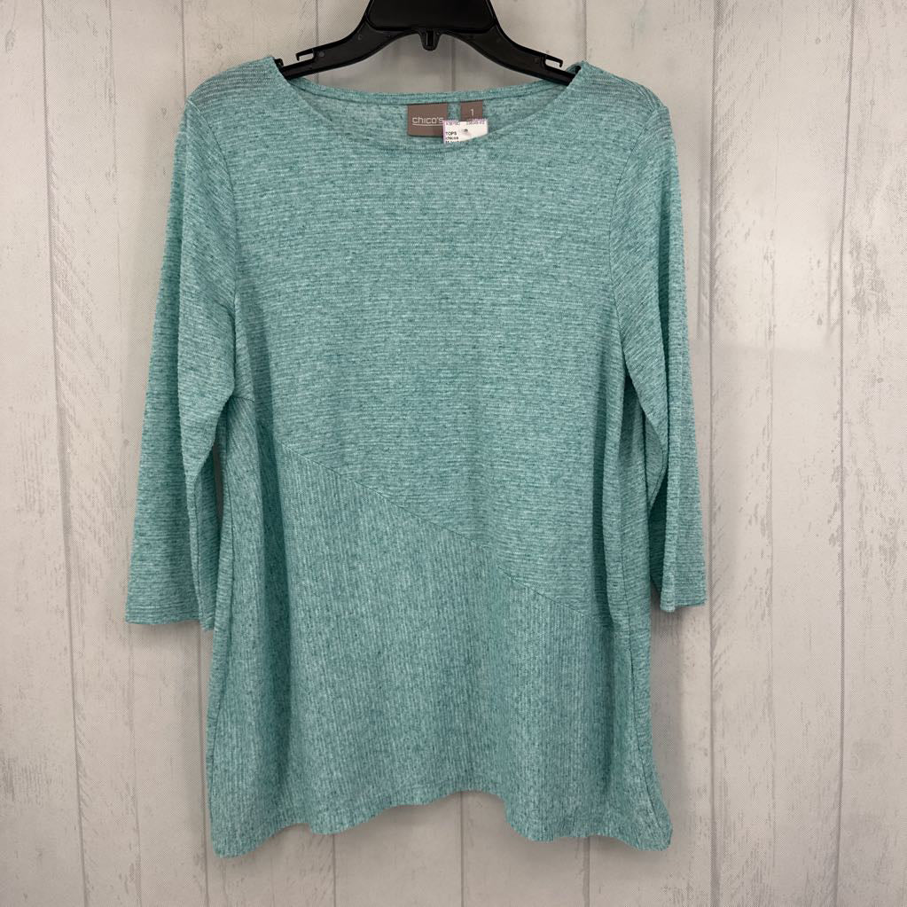 M textured 3/4 slv top