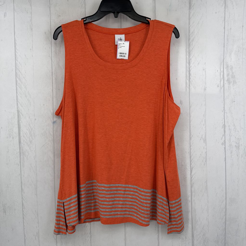 XL crewneck striped bottom tank