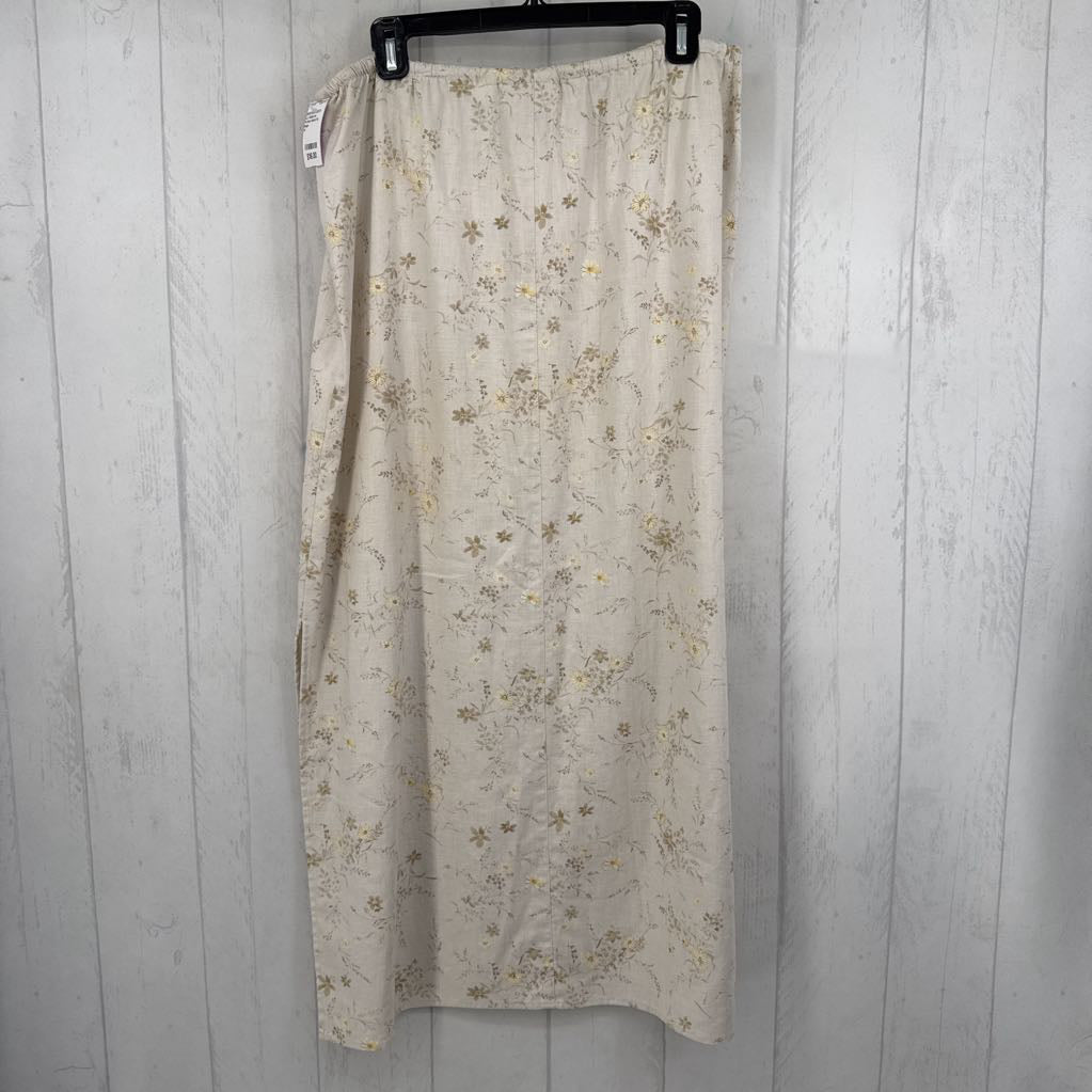 14 linen blend flo print skirt